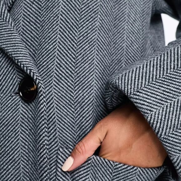 The Frolic Herringbone Longline Coat Grey US 8 NWT IN PACKAGE - Picture 4 of 7